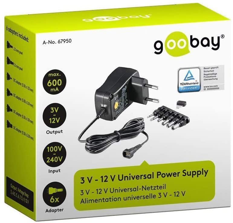 Goobay Carregador Universal com kit pontas 3-12V 7.2 W / 600mAh