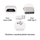 Carregamento de sincronização de dados do adaptador Micro USB para USB Tipo-C branco