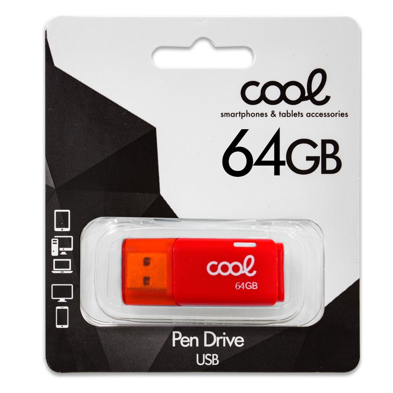 Pen Drive USB x64 GB 2.0 COOL Cover Vermelho