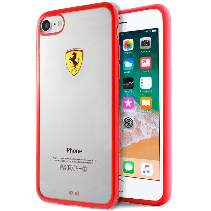 Capa IPhone 7 Plus / iPhone 8 Plus Ferrari Transparente Red Border
