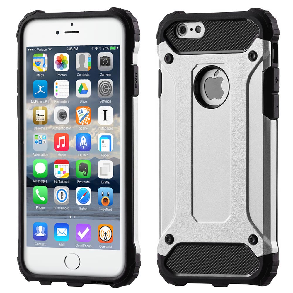 Capa Hybrid Armor Capa resistente e resistente para iPhone 6S 6 prata