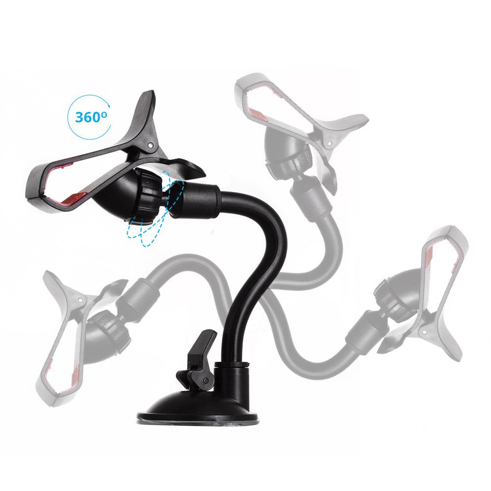 Suporte universal para telefone para pára-brisa de carro com presilha preta