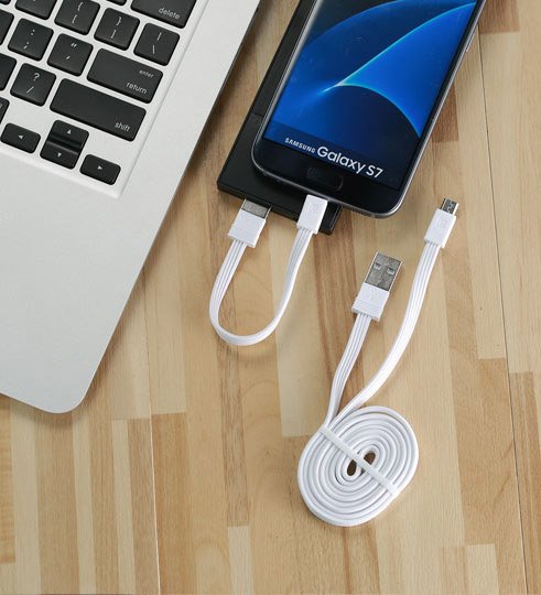 Conjunto de cabos micro USB Remax Tengy 2x USB 1M  -  16CM branco