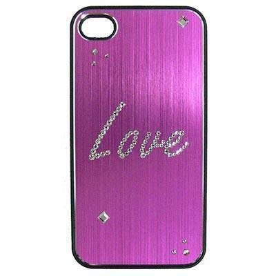 Capa iPhone 4 / 4S Love Swarovski Elements Cor Rosa