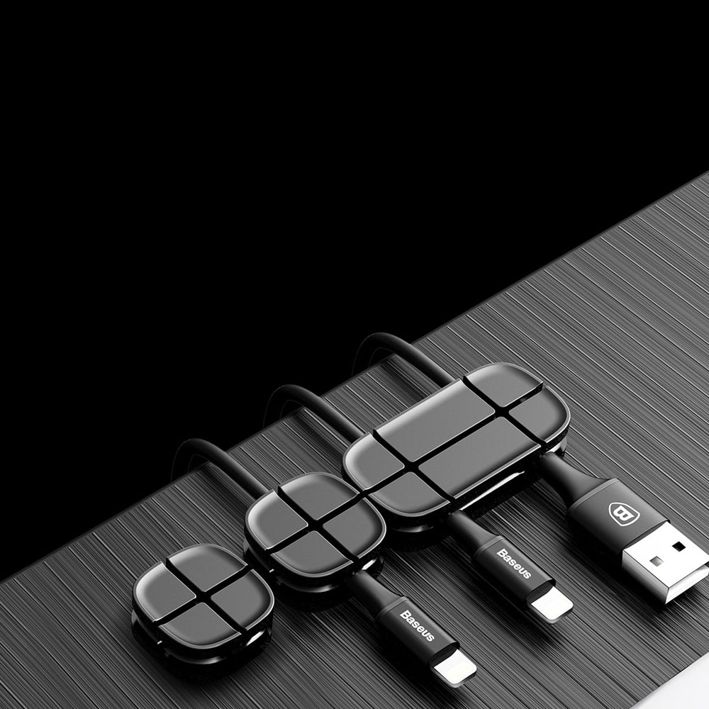 Baseus Cross Peas autoadesivo Cable Organizer Cable Clipe preto (ACTDJ-01)