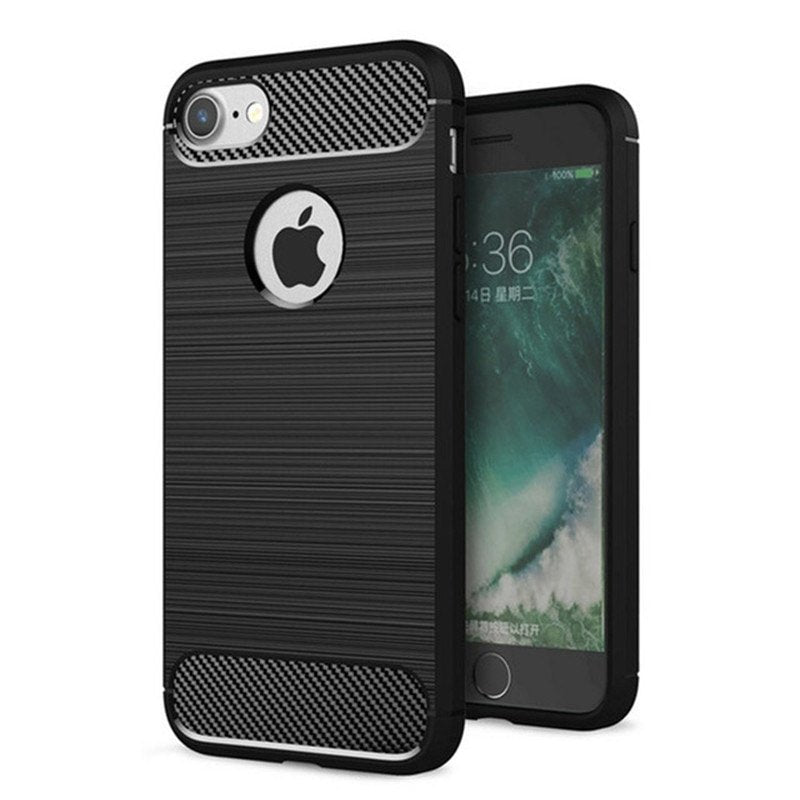 Capa carbono Capa flexível TPU para iPhone 8 - 7 preto