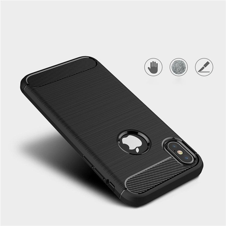 Capa carbono Capa flexível de TPU para iPhone XS  -  X preta