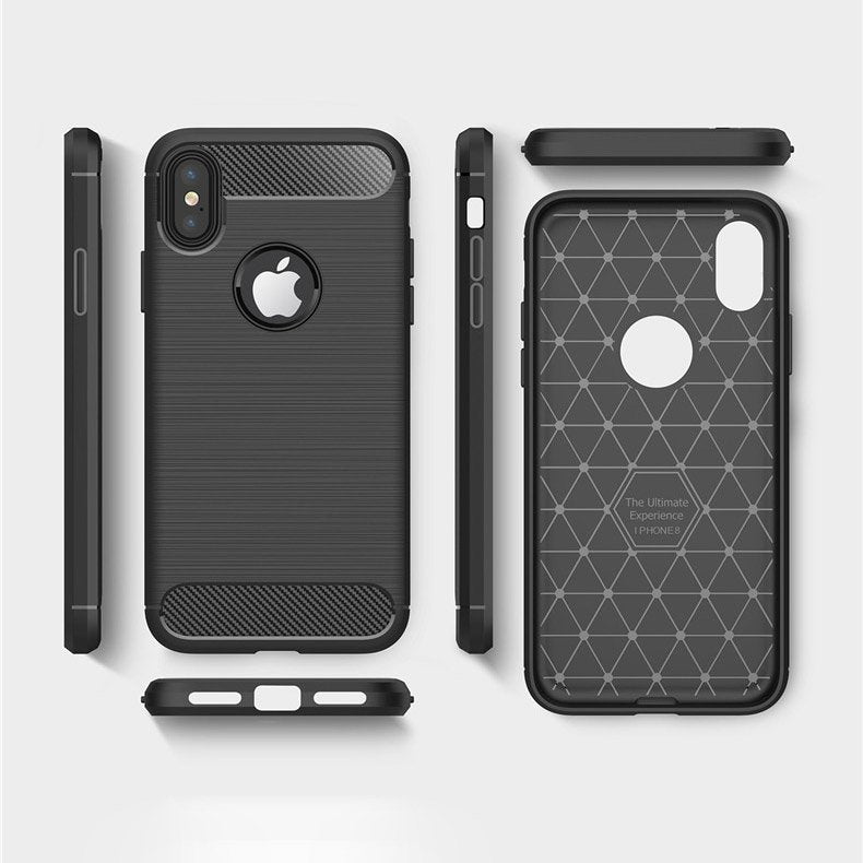 Capa carbono Capa flexível de TPU para iPhone XS  -  X preta