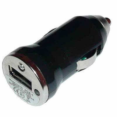Mini Carregador de Carro Saída USB 1A Cor Preto