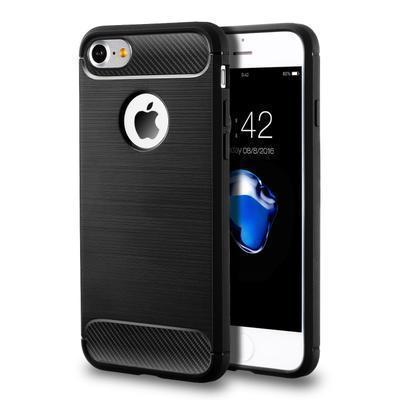Capa Silicone iPhone 7 / 8 / Se 2020 Fibra de Carbono Preto