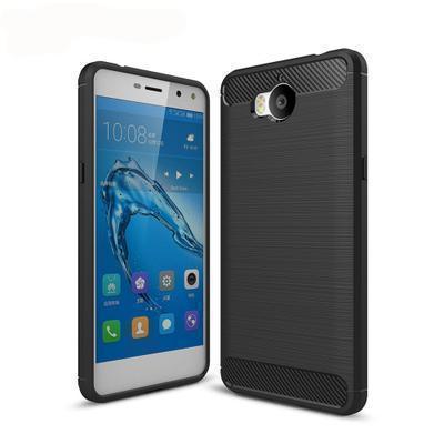 Capa Silicone Huawei Y6 (2017) Fibra de Carbono Preto