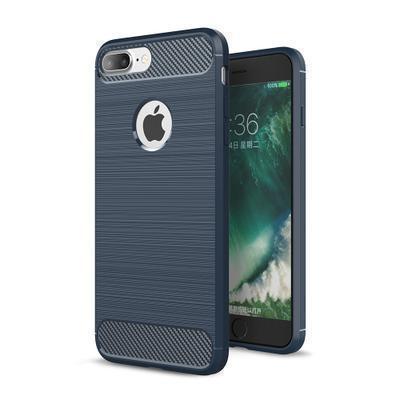 Capa Silicone iPhone 7 Plus / 8 Plus Fibra de Carbono Azul