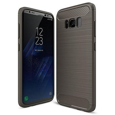 Capa Silicone Samsung Galaxy S8 G950 Fibra de Carbono Cinzento