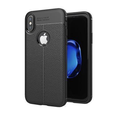Capa Silicone iPhone X / XS Alta Proteção e Inserciones Simil Pele Preto