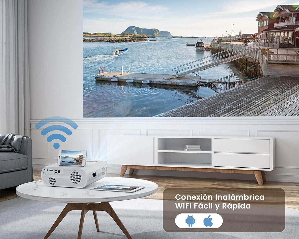 Projetor 1080p WiFi Bluetooth 7000 Lúmens HDMI USB AV