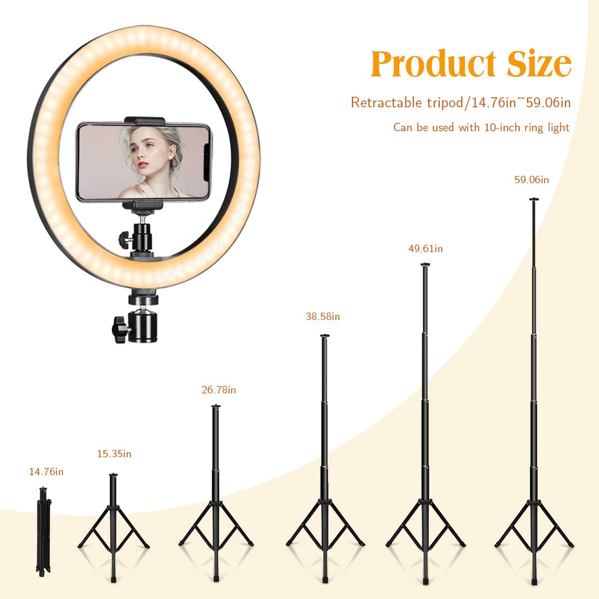 Anel de LED 10" com Tripé Extensível 1,5m Comando Bluetooth - Ring light