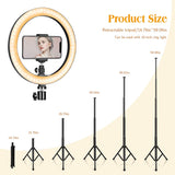Anel de LED 10" com Tripé Extensível 1,5m Comando Bluetooth - Ring light
