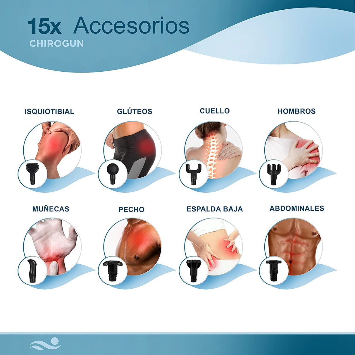 Pistola de Massagem Muscular 14 Cabeças 30 Níveis de Velocidade