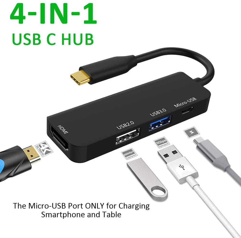 Hub USB-C HDMI USB 3.0 USB 2.0 Alimentação Micro USB