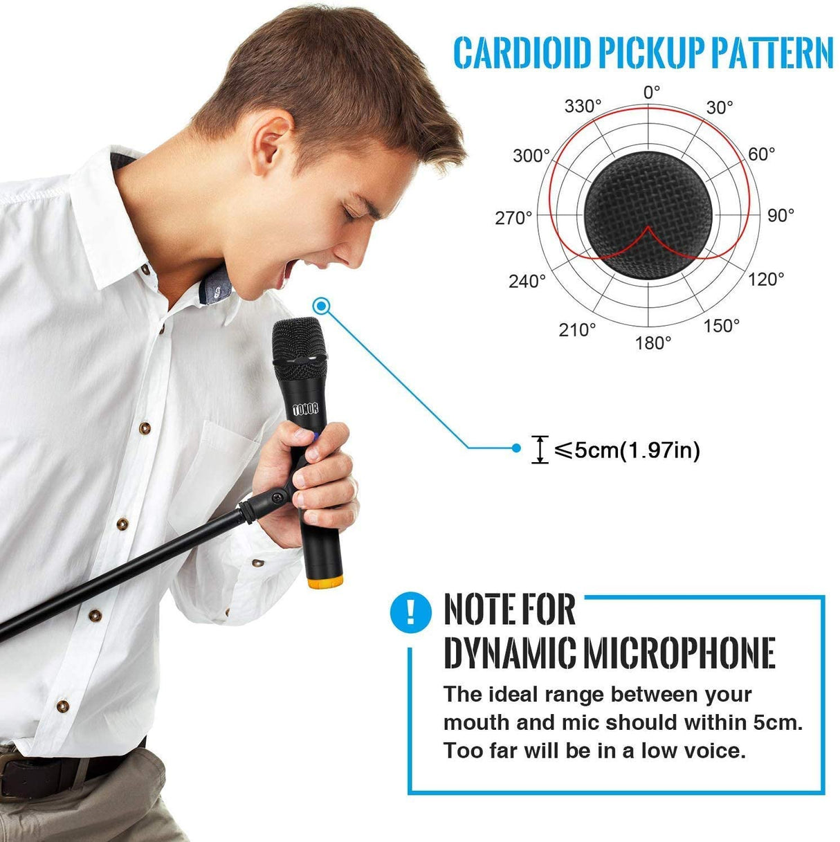 TONOR Microfone Wireless VHF com Receptor 2 Canais