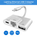 3 em 1 Lightning Ethernet LAN RJ45 Porta Carregamento & OTG USB Camera - Multi4you®