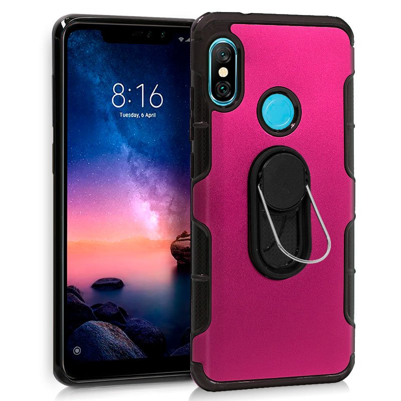 Capa em Alumínio para Xiaomi Redmi Note 6 Pro + Anel (Rosa)