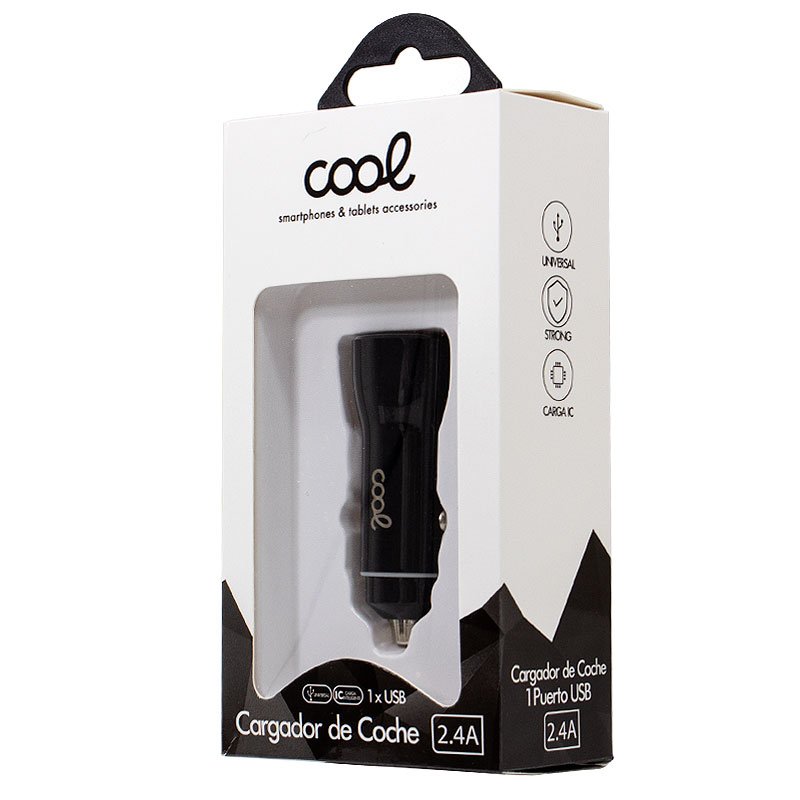 Universal Dual Input USB Car Charger COOL Preto 2,4 Amp
