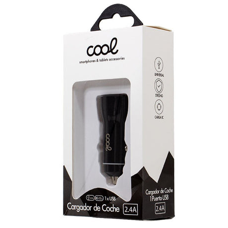 Universal Dual Input USB Car Charger COOL Preto 2,4 Amp