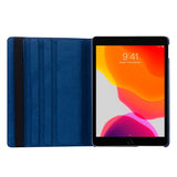 Capa para iPad (2019) 10.2 em imitação de couro azul giratória