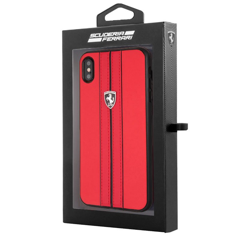 Capa para iPhone XS Max Ferrari Ferrari Couro Vermelho