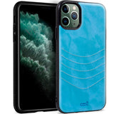 Capa em pele IPhone 11 Pro Max bordada azul claro