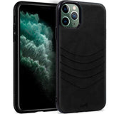 Capa couro para iPhone 11 Pro Max bordada em preto