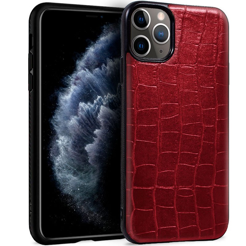 Capa Couro vermelha para iPhone 11 Pro Crocodile