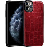 Capa Couro vermelha para iPhone 11 Pro Crocodile
