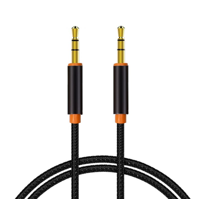 Cabo 3,5 mm a Jack 3,5 mm Áudio-Áudio Nylon Preto (1m)