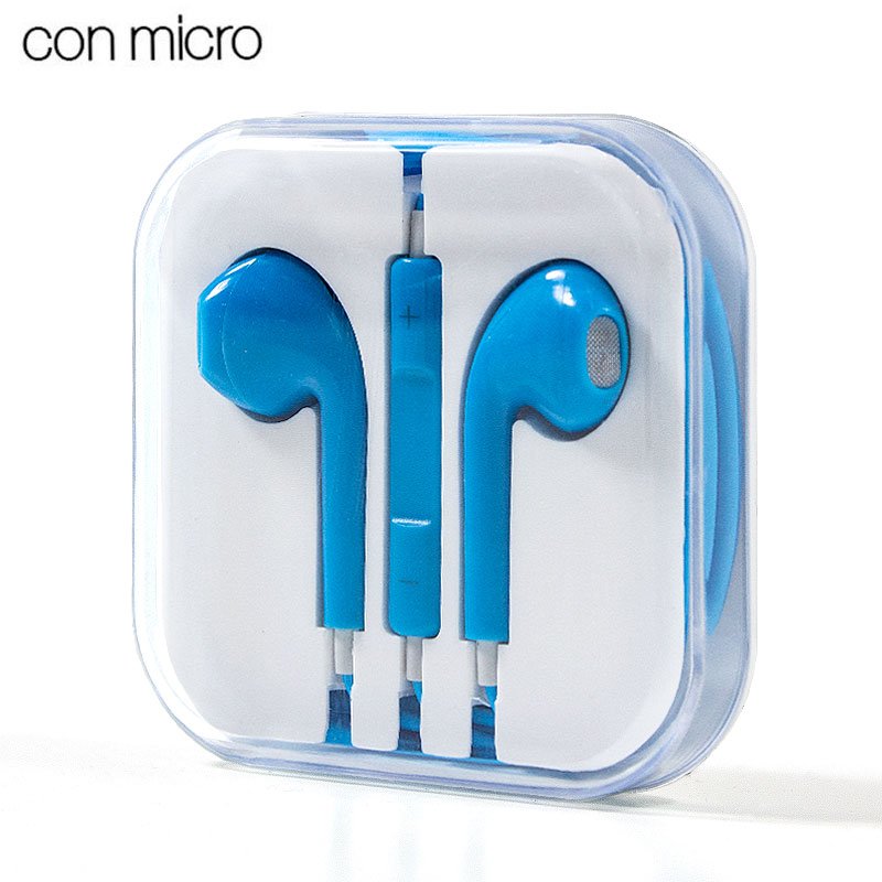 Auscultadores estereofónicos s de 3.5mm da caixa com micro azul