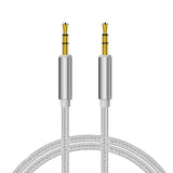 Cabo 3,5 mm a Jack 3,5 mm Áudio-Áudio Nylon Prata (1m)