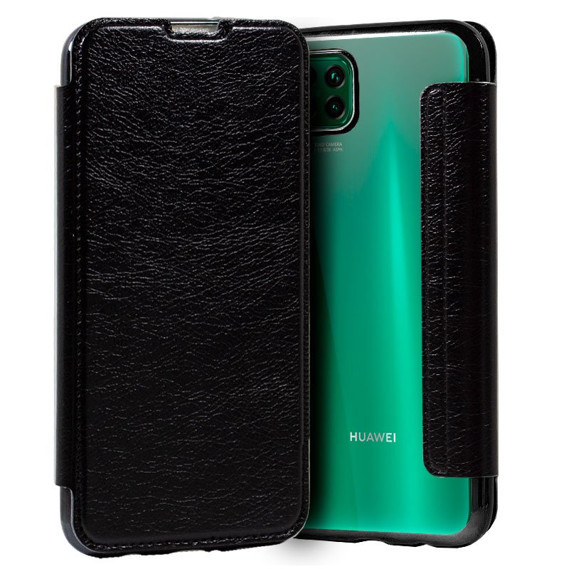Capa Flip Huawei P40 Lite Couro Preto