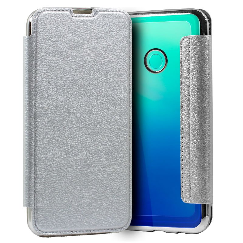 Capa Flip Huawei P40 Lite E Couro Prateado