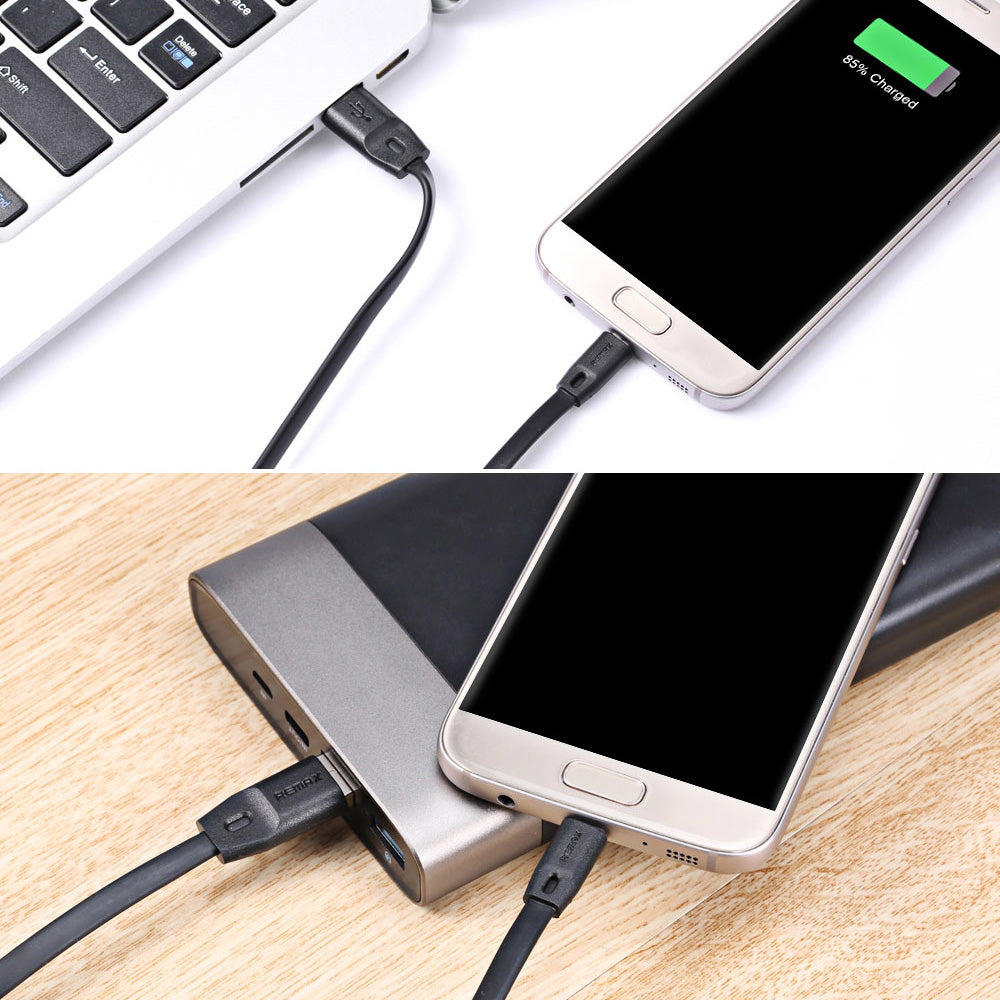 Cabo de velocidade total Remax RC-001m USB  -  micro USB Cabo plano de dados 2M 2.4A branco