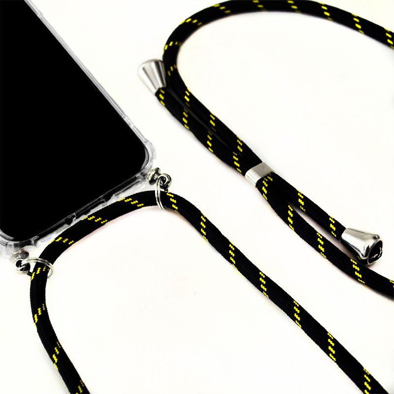 Capa Samsung M215 Galaxy M21 Case Preto-Amarelo com Cordão