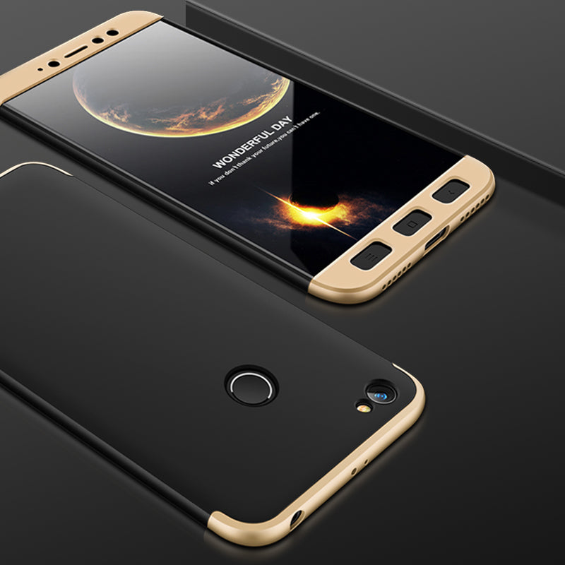 Capa de proteção GKK 360 frontal e traseira Capa de corpo inteiro Xiaomi Redmi Note 5A Prime preto-ouro