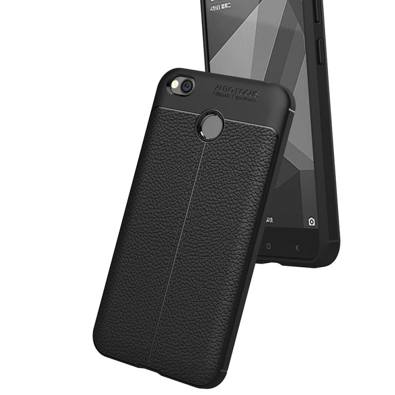 Capa flexível de TPU padrão Litchi para Xiaomi Redmi 4X cinza