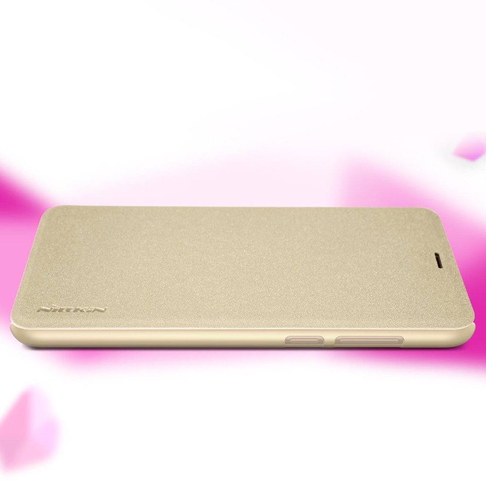 Capa de couro Nillkin Sparkle com capa flip book para Huawei P Smart dourado
