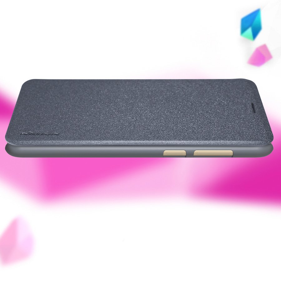 Capa de couro Nillkin Sparkle com capa flip book para Huawei Honor 7X dourado