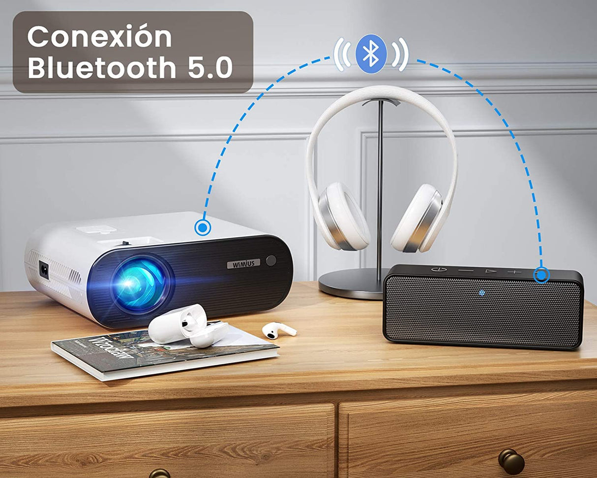 Projetor 1080p WiFi Bluetooth 7000 Lúmens HDMI USB AV