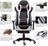 Cadeira Gaming com Apoio para os Pés e Massagem Preto / Branco