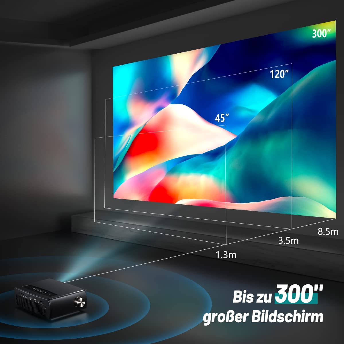 Clokowe Projetor 9500 Lux  Dolby 300" WiFi 5G Bluetooth
