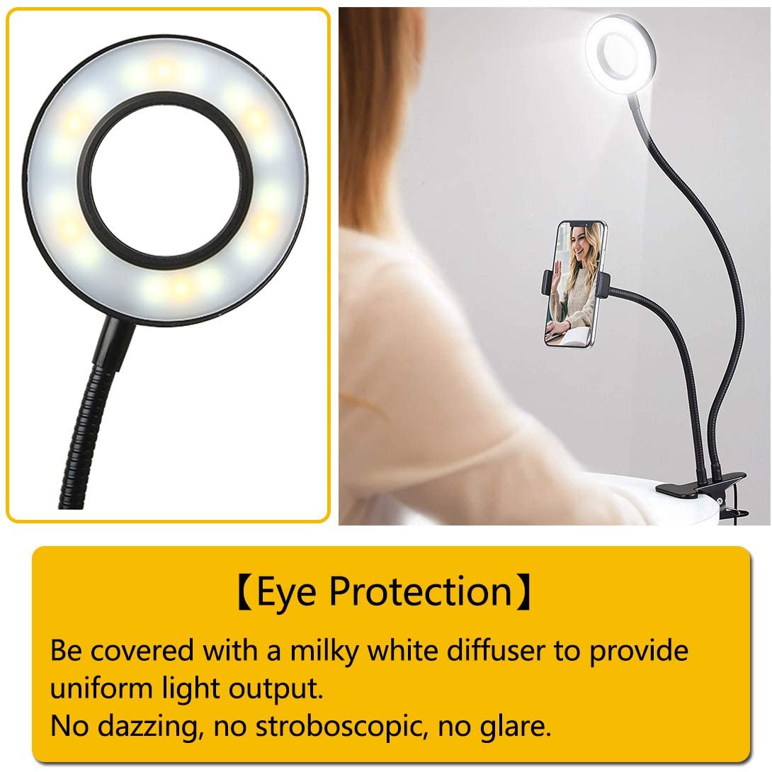 Anel de LED Flexível com Suporte para Telemóvel - Ring light