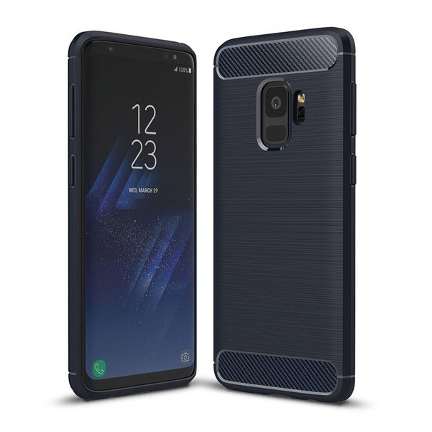 Capa carbono Capa flexível TPU para Samsung Galaxy S9 G960 azul